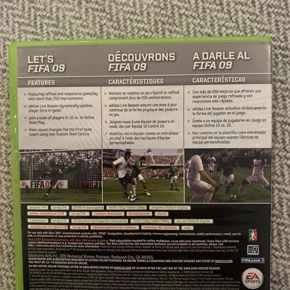 FIFA Soccer 09 (Microsoft Xbox 360, 2008) With Manual